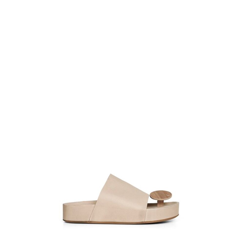 Uma Wang Women Beige Leather Round Thong Sandals